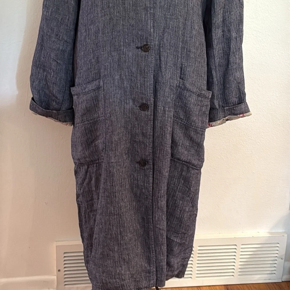 Sundance M Duster Jacket lightweight Chambray Floral lined Denim Jacket VGUC - Picture 2 of 10